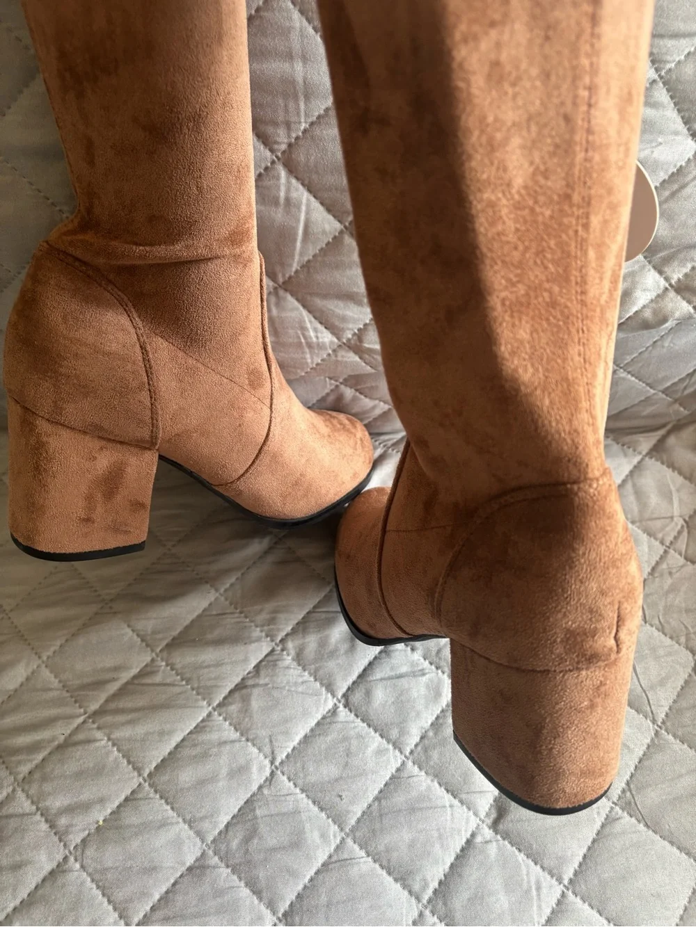 Over-The-Knee Block Heel Boots in Camel